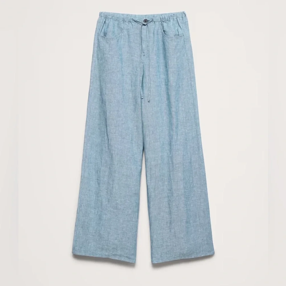 NWT! Banana Republic Studio Wide-Leg Drawstring Pant in Linen​​​​​​​​​​​​​​​​ 🩷